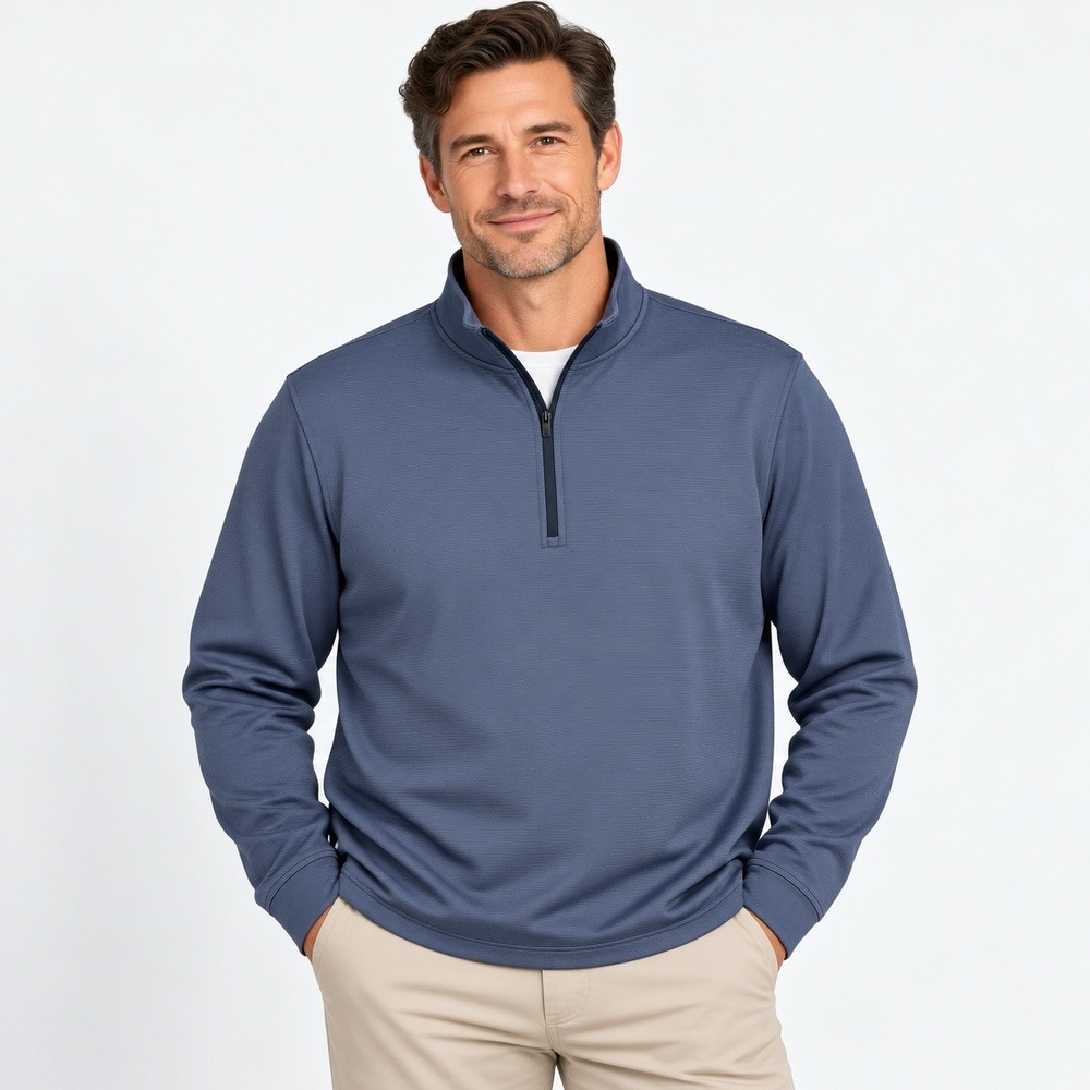 Jack Nicklaus Pullover Mens XXL Blue Micro Stripe 1/4 Zip Golf Sweater Mock Neck
